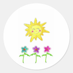 Sunshine Blume Runder Aufkleber