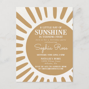 Sunshine boho Geburtstagssonne einladen Postkarte