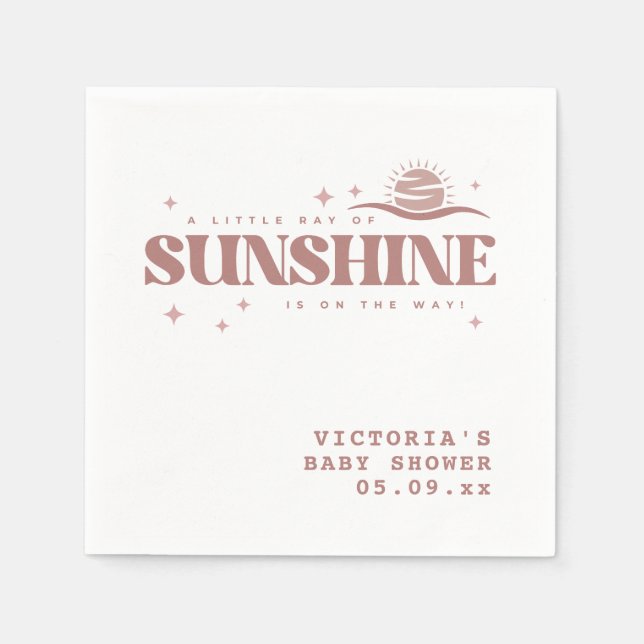 Sunshine Boho Gender Neutral Baby Shower Cocktail Serviette (Vorderseite)
