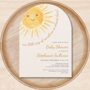 Sunshine Boho Gender-Neutral Sun Baby Shower Arch Einladung