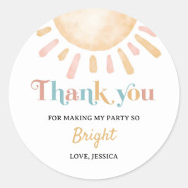 Sunshine Boho Sun Birthday Party Runder Aufkleber