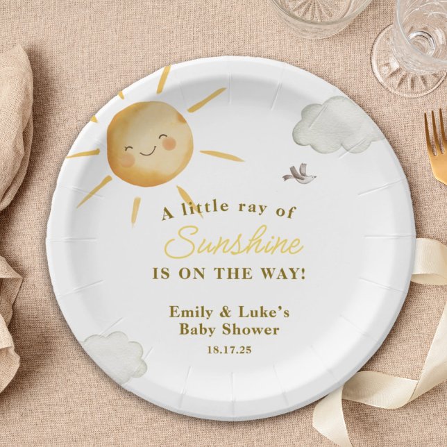Sunshine Boho Sun Gender-Neutral Baby Shower Pappteller (Von Creator hochgeladen)