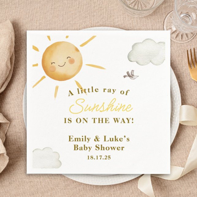Sunshine Boho Sun Gender-Neutral Baby Shower Serviette (Von Creator hochgeladen)