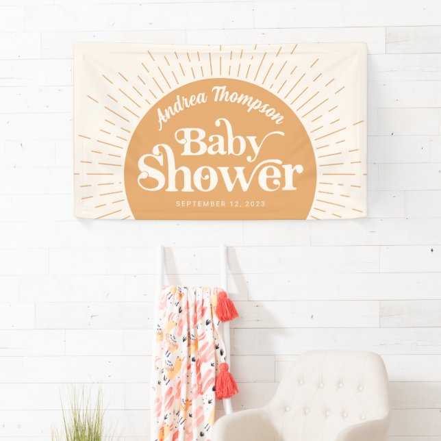 Sunshine Boho Yellow Baby Dusche Banner (Insitu)