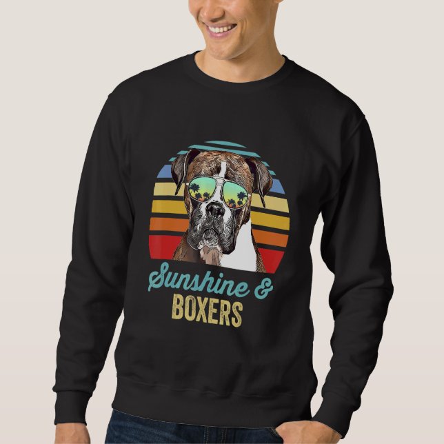 Sunshine Boxers Dog Retro Sunset Beach Vibe Sweatshirt (Vorderseite)