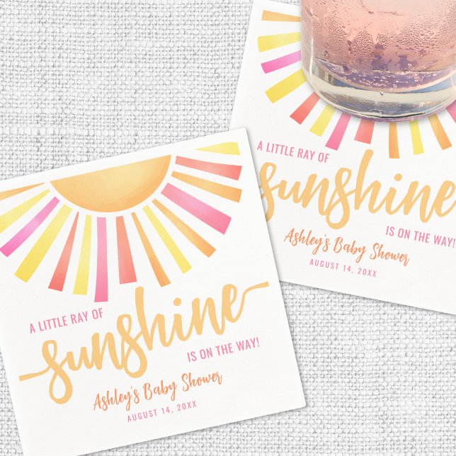 Sunshine Bright Pink Baby Dusche Serviette (Sunshine Bright Pink Baby Shower Napkins)