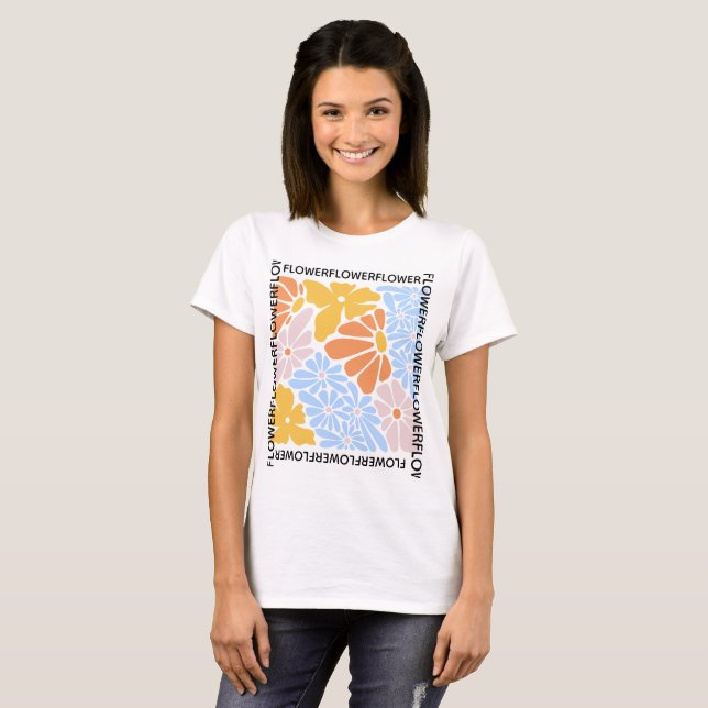Sunshine Daisy Retro Women’s Pastel Flower Tee (Vorne ganz)