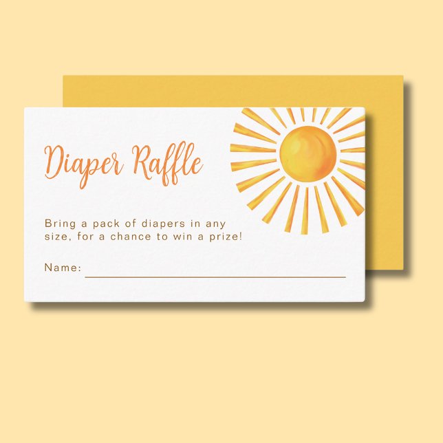 Sunshine Diaper Raffle Baby Dusche Begleitkarte (A little ray of sunshine yellow baby shower enclose card for diaper raffle)