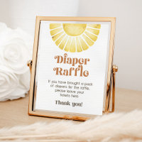Sunshine Diaper Raffle Game Boho Retro Sun Sign