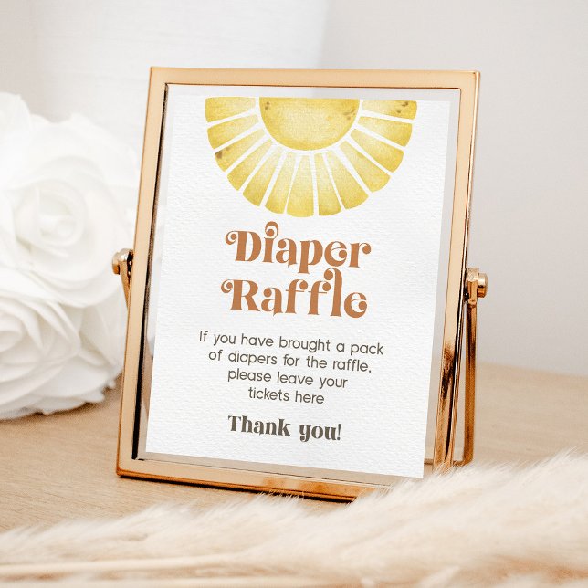Sunshine Diaper Raffle Game Boho Retro Sun Sign Poster (Von Creator hochgeladen)