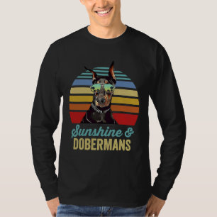 Sunshine Dobermans Dog Retro Sunset T-Shirt