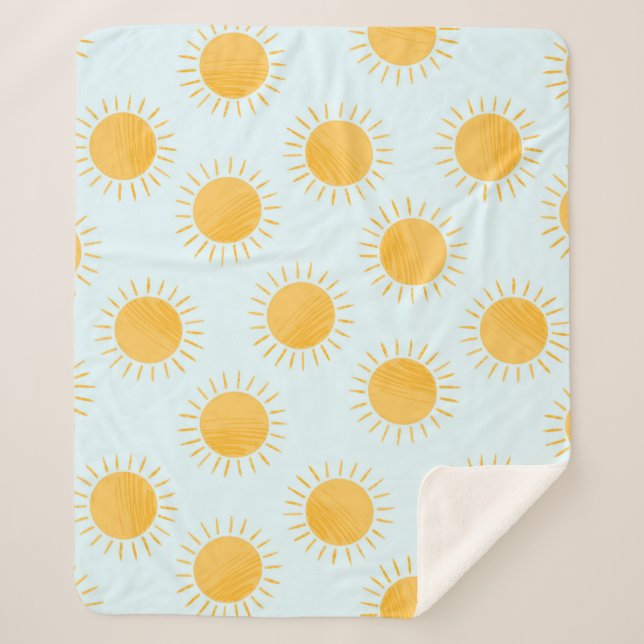 Sunshine Doodle Day Pattern Sherpadecke (Vorderseite)