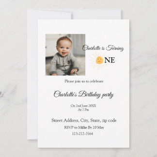 Sunshine einfache Foto QR Geburtstag Einladung