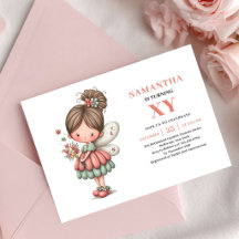 Sunshine Fairy Girl Birthday Pink Pastel invite