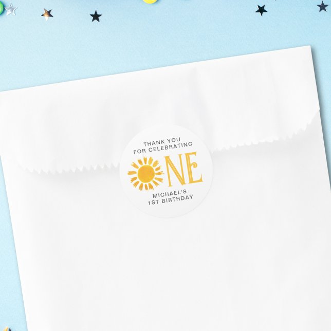Sunshine First Birthday Vielen Dank Runder Aufkleber (Von Creator hochgeladen)