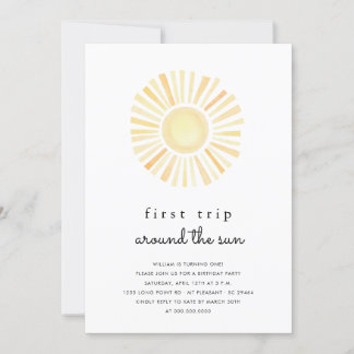 Sunshine First Trip rund um Sun One Birthday Party Einladung