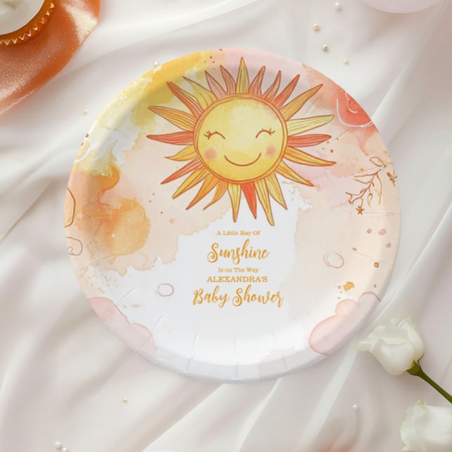 Sunshine Gender Neutral Boho Sun Pappteller (Von Creator hochgeladen)