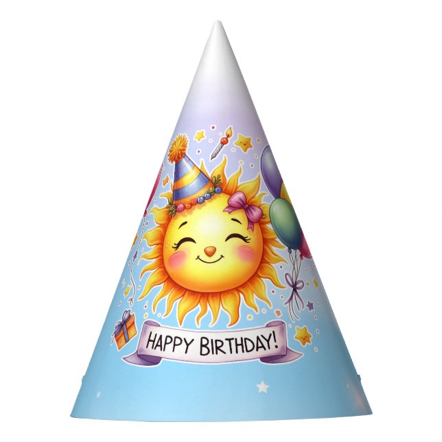 Sunshine Happy Birthday Partyhütchen (Vorderseite)