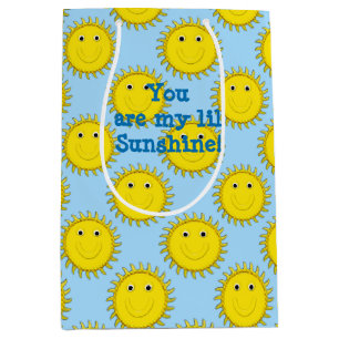 Sunshine Happy Face-Blue Geschenktasche M Mittlere Geschenktüte