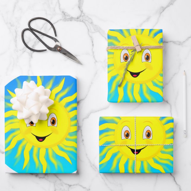 Sunshine Happy Face Geschenkpapier Set (Vorderseite)