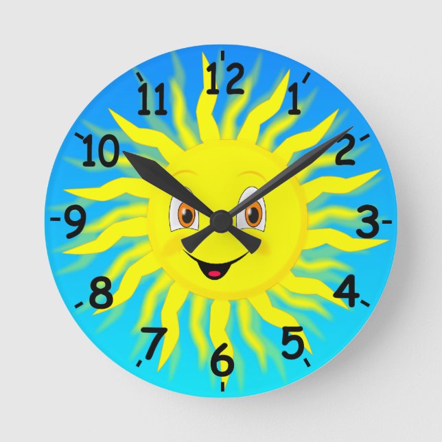 Sunshine Happy Face Runde Wanduhr (Vorderseite)