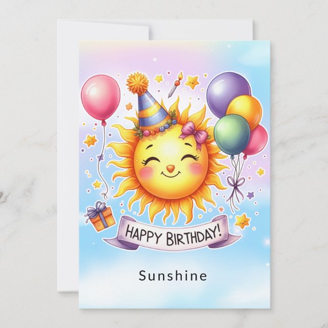 Sunshine Individuelle Name Happy Birthday Grußkart Karte (Vorderseite)