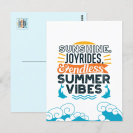 Sunshine & Joyrides - Zitat für endlose Sommerwobe Postkarte