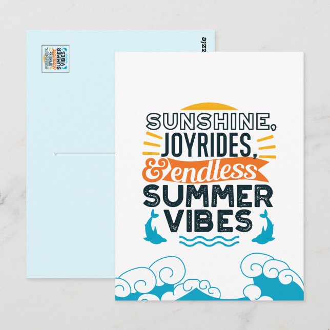 Sunshine & Joyrides - Zitat für endlose Sommerwobe Postkarte (Vorne/Hinten)
