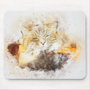 Sunshine Kitty ABSTRAKT Wasserfarbe Mousepad