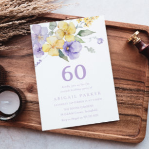 Sunshine & Lavender Purple 60. Geburtstagsparty Einladung