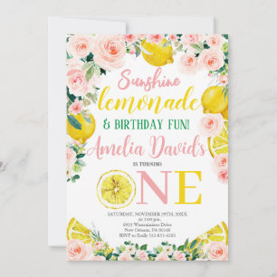 Sunshine Lemon Lemonade und Fun Erster Geburtstag Einladung