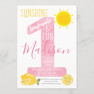 Sunshine Lemonade Erster Geburtstag Einladung