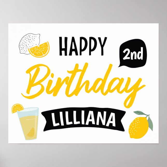 Sunshine Lemonade und Fun Happy Birthday Poster (Vorne)
