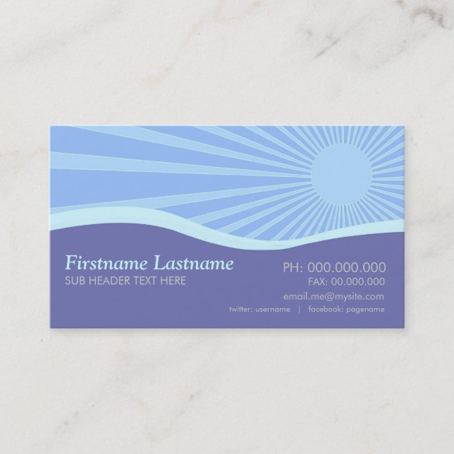Sunshine Lila Hills Curves Business Card Visitenkarte (Vorderseite)