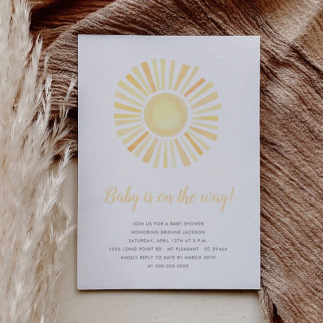 Sunshine Minimalistisch Neutral Boho Sun Baby Dusc Einladung (Von Creator hochgeladen)