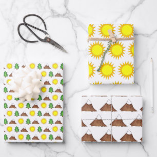 Sunshine Mountain Tree Sommer Camp Wandern im Frei Geschenkpapier Set