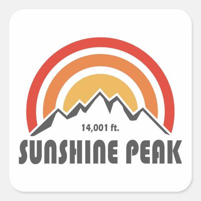 Sunshine Peak Quadratischer Aufkleber (Vorderseite)