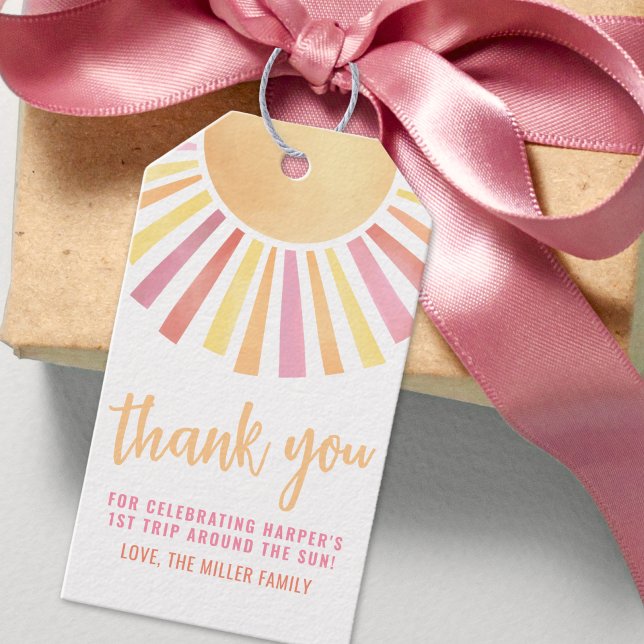 Sunshine Pink Sun Geburtstag Geschenkanhänger (Sunshine Pink Sun Baby Gift Tags )