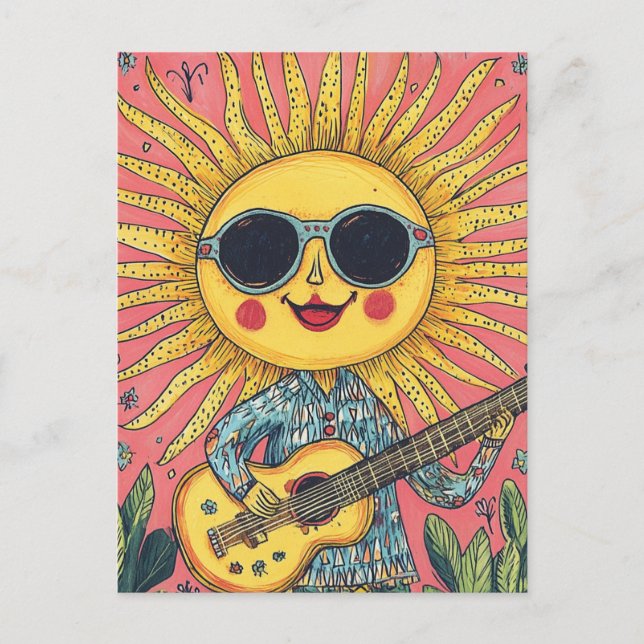 Sunshine Playing Guitar Postkarte (Vorderseite)