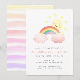 Sunshine & Rainbow Girl Geburtstagsparty Einladung