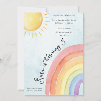 Sunshine & Rainbow Girl Geburtstagsparty Einladung