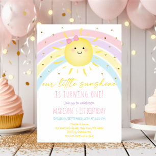 Sunshine Rainbow Pastel Geburtstag Einladung