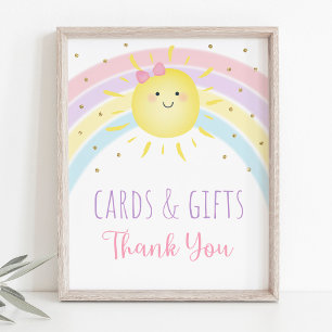 Sunshine Rainbow Pink Gold Cards & Gifts Zeichen Poster