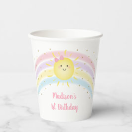 Sunshine Rainbow Pink Gold Geburtstag Pappbecher