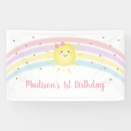 Sunshine Rainbow Pink Gold Pastel Geburtstag Banner