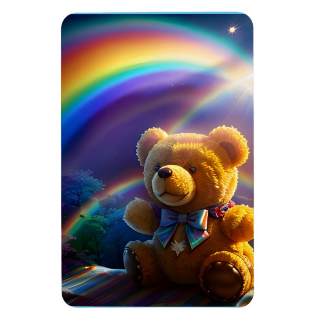 Sunshine Rainbow Teddy Bear Wonderland Magnet (Vertikal)