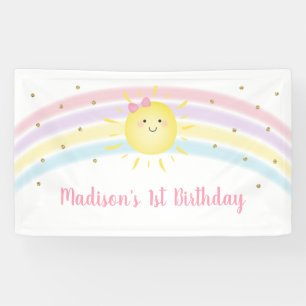 Sunshine Regenbogen Rosa Goldpastel Geburtstag Banner