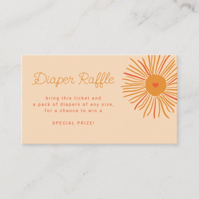 Sunshine Retro Baby Dusche Windel Preisgeld verlos Begleitkarte (Vorderseite)