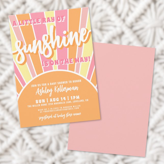 Sunshine Retro Bright Sun Baby Dusche Einladung (Sunshine Retro Bright Sun Baby Shower Invitation)