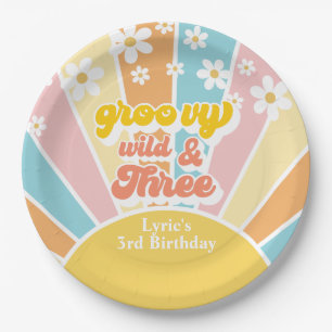 Sunshine Retro daisy 3. Geburtstag Pappteller